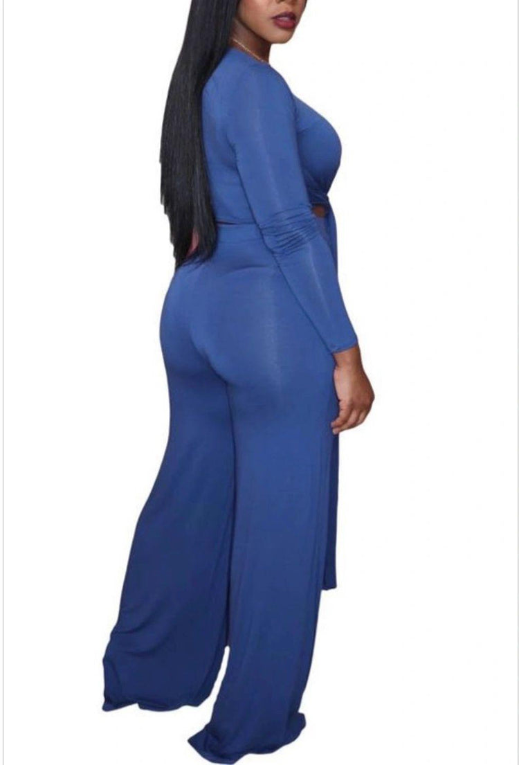 Tie Me Up Pant Set-Blue