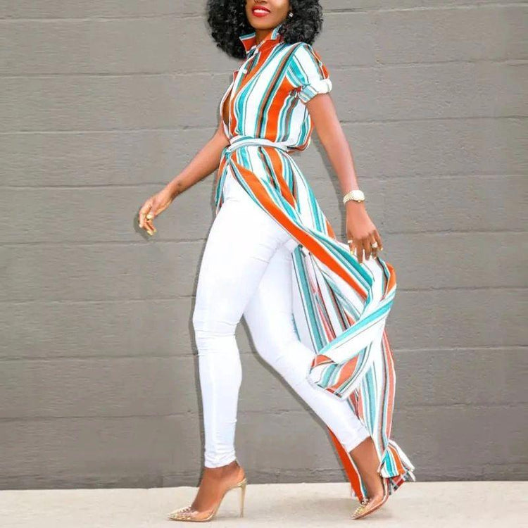 Stripe Me Down Maxi Shirt Dress