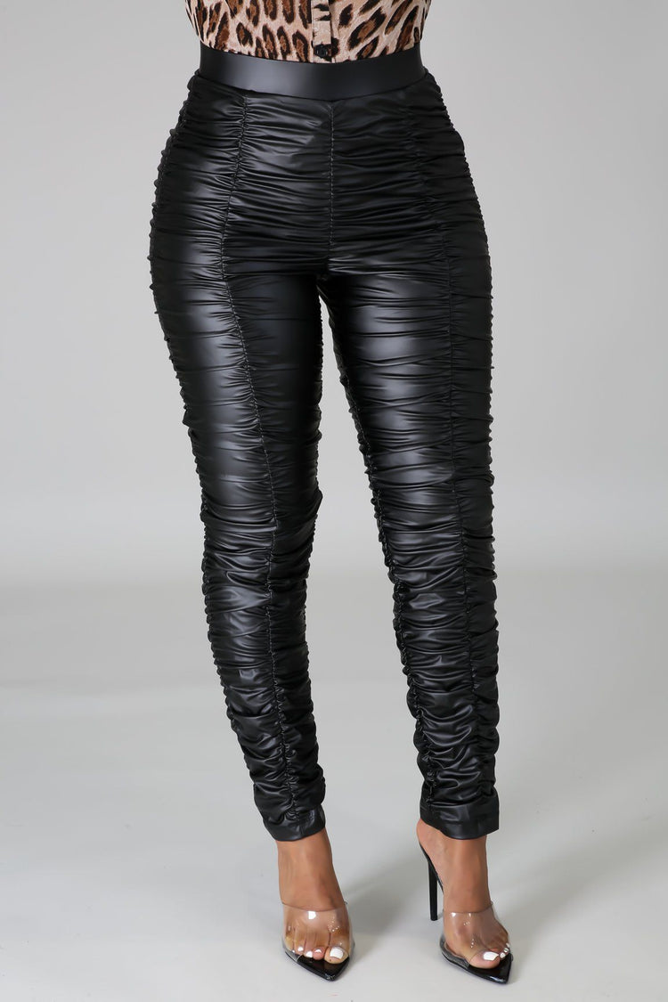 Rouged Faux Leather Leggings