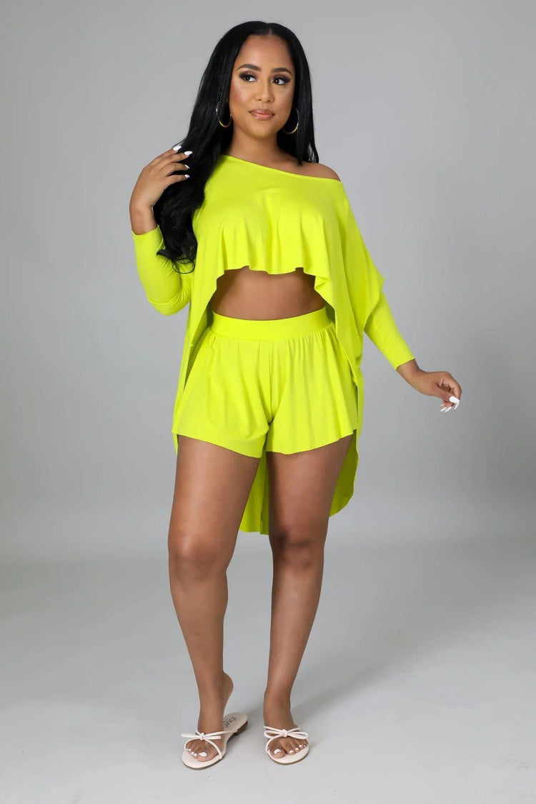 Peek At Me Boo Short Set (Lime)