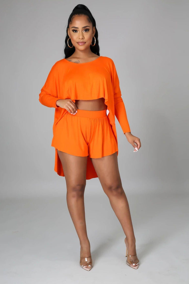 Peek At Me Boo Short Set (Orange)