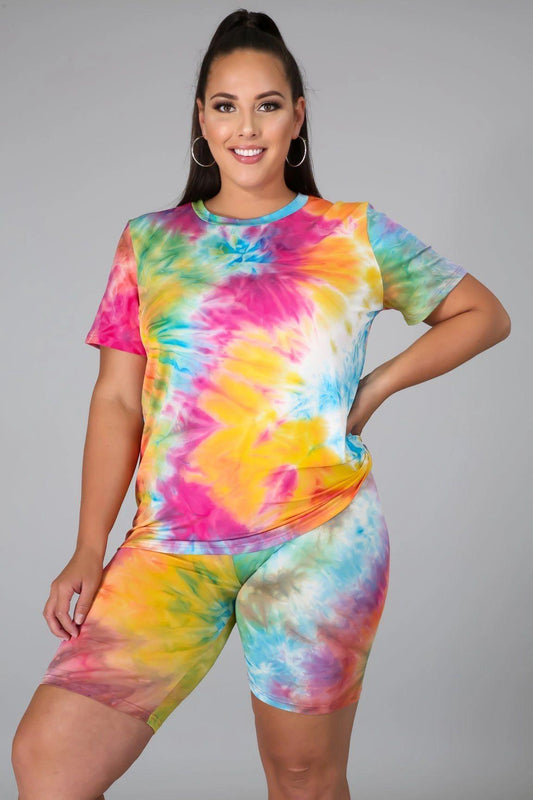 Tie Dye Me Down Biker Set - Superwoman