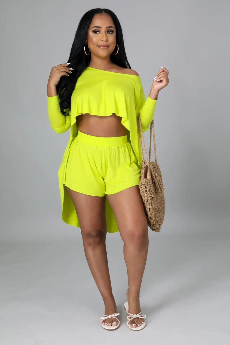 Peek At Me Boo Short Set (Lime)