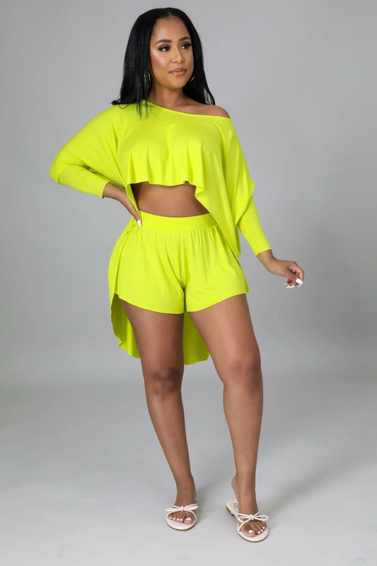 Peek At Me Boo Short Set (Lime)