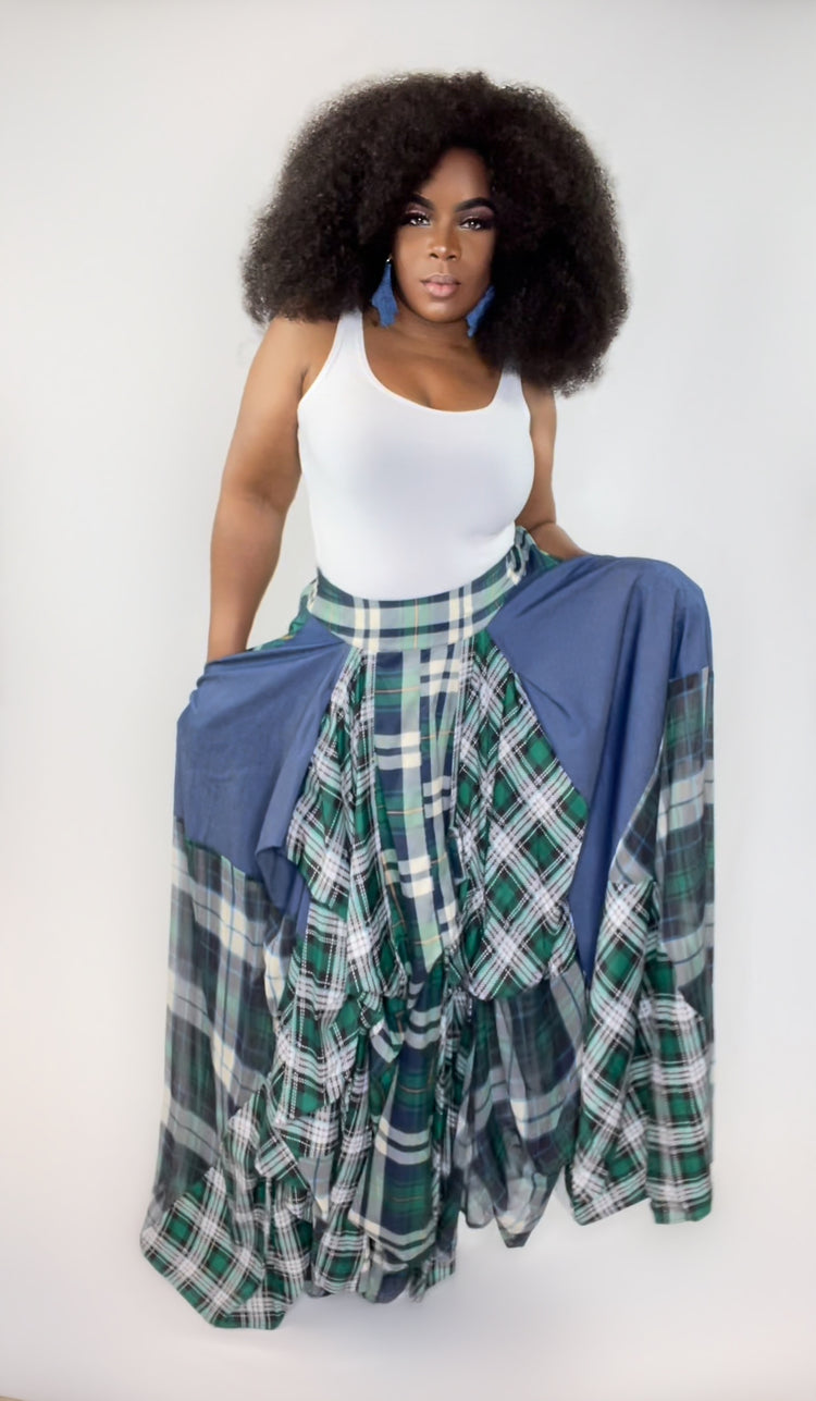 Layer Me Plaid Skirt - Green