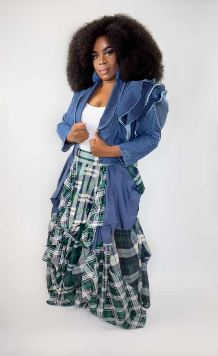 Layer Me Plaid Skirt - Green